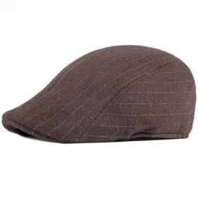 Autumn Winter Fashion Vintage Style Striped Beret Cap for Men