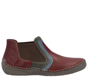 Ghete casual, dama, RIEKER, ANTISTRESS, 52599-35 bordo, piele ecologica