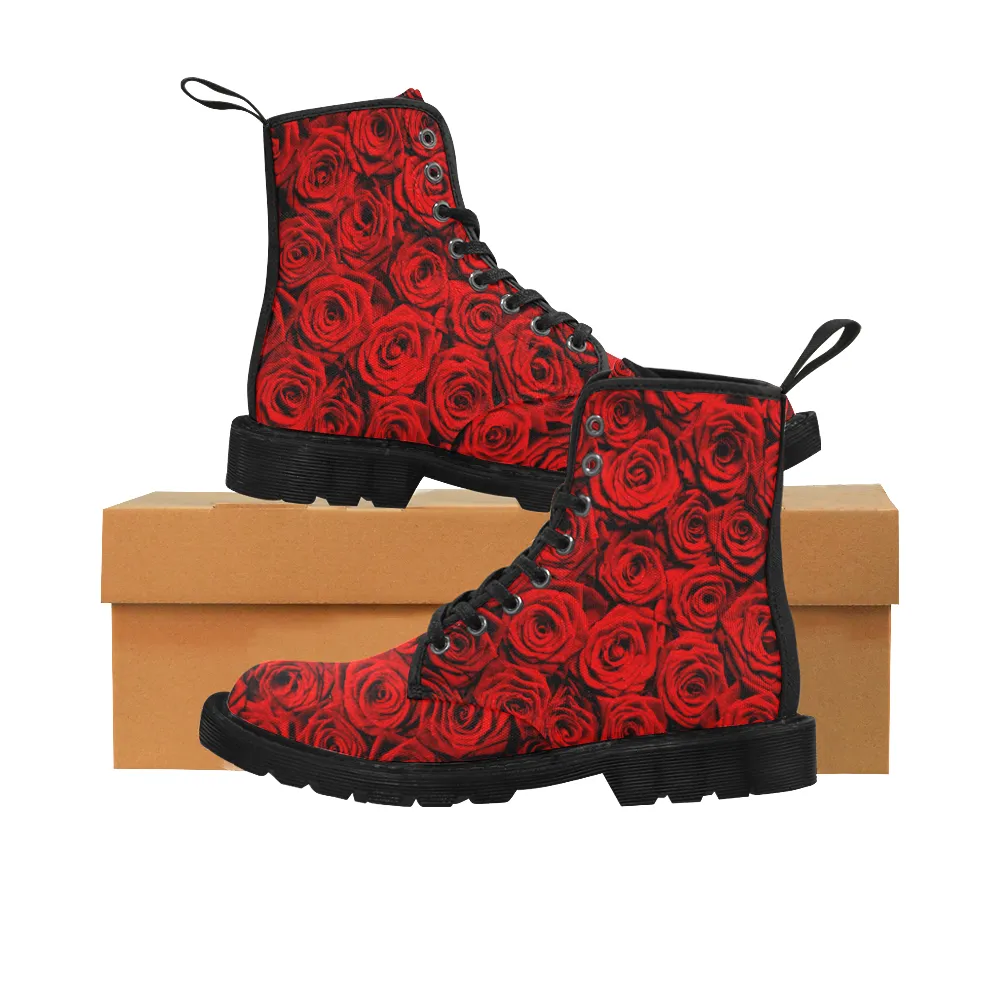 Red Roses Combat Boots