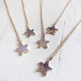 shooting star // simple druzy star pendant necklace